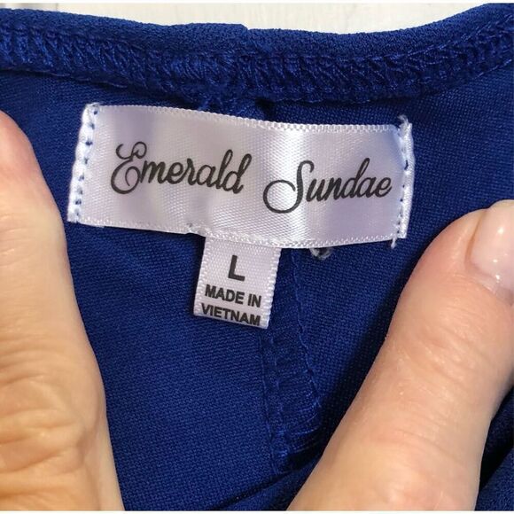 EMERALD SUNDAE - 🎉HP🎉 NWT - L Sz L High-Slit/V-Neck Side Ruched￼ Gown/Royal Blue - Picture 3 of 16